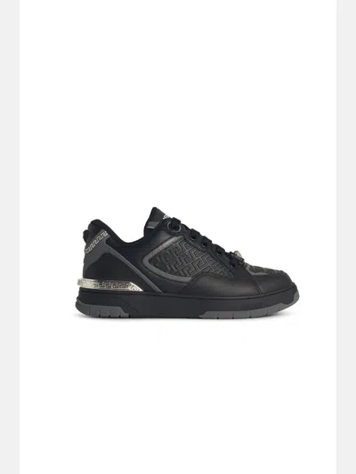 Versace Greca Black Leather Blend Sneakers