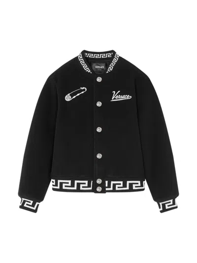 Versace Kids' Greca Bomber Jacket In Black