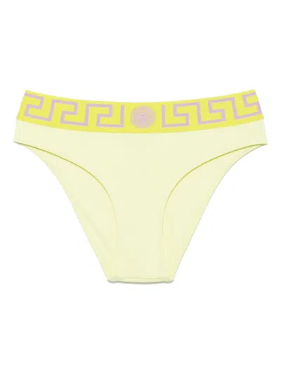 Versace Greca Border Bikini Bottom In Yellow