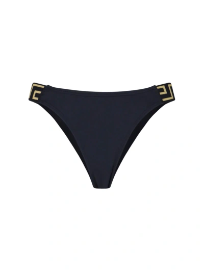 Versace "greca" Border Bikini Briefs In Black  