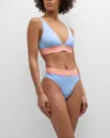Versace Greca Border Triangle Bikini Top In Pastel Blue