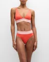 Versace Greca Border Bikini Top In Coral Dusty Rose Ivory