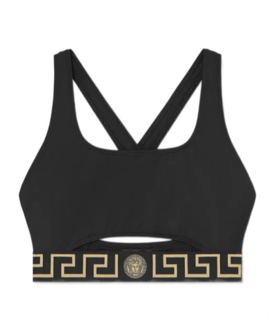 VERSACE VERSACE GRECA BORDER CUT-OUT DETAILED BIKINI TOP