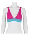Versace Pink Greca Border Triangle Bikini Top In Multi