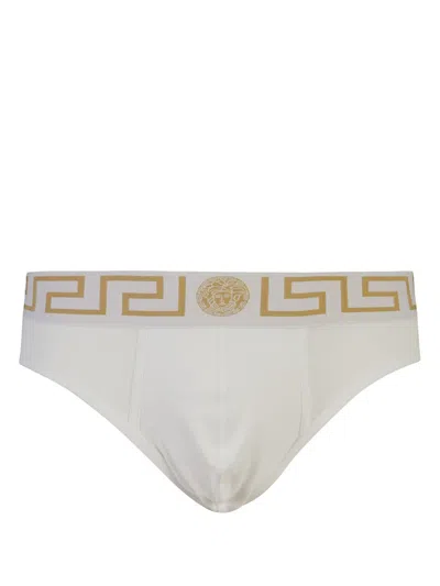 Versace Greca Border Boxer Briefs (set Of Two) In White