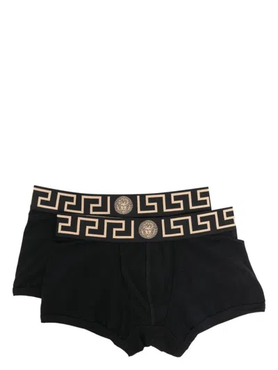 Versace Men Greca Border Boxer Shorts 2-pack In Multicolor