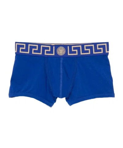 Versace Greca Border Boxers In Blue