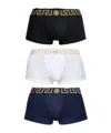 Versace Greca Border Trunks Multicolour Three-pack In Black