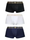 Versace Greca Border Trunks Multicolour Three-pack In White