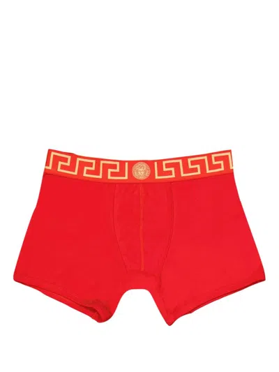 Versace Greca Border Boxers In Red