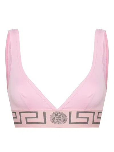 Versace Greca Border Bra In Pink & Purple