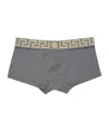Versace Gray Greca Border Boxer Briefs In Gray