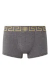 Versace Logo Stretch-cotton Boxer Briefs In Grey