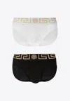 Versace Greca Border Briefs - Pack Of 2 In Multicolor