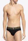 Versace Greca Border Briefs - Set Of 2 In Black