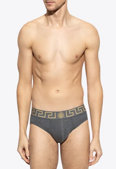 Versace Greca Border Briefs - Set Of 3 In Multicolor
