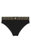 Versace Stretch Cotton Briefs With Logoed Elastic Band In Black