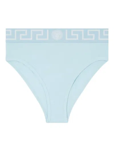 Versace Greca-border Briefs In Blue