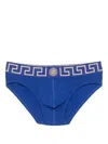 Versace Blue Greca Border Swim Briefs In Blue