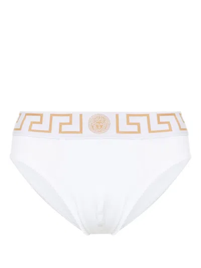 Versace Greca Border Briefs In White