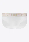 Versace Greca Border Briefs In White