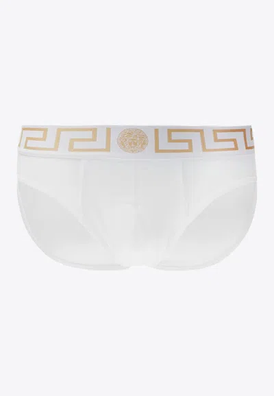 Versace Greca Border Briefs In White