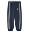 Versace Greca Border Cotton Jersey Trackpants In Blue