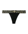 Versace Thong With Greek Edge In Black