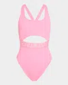 Versace Greca Border Cutout One-piece Swimsuit