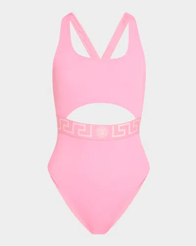 Versace Greca Border Cutout One-piece Swimsuit