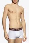 Versace Greca Border Elastic Waistband Trunks In White