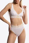 Versace Greca Border High-rise Briefs In White