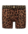 Versace Greca Border Leopard-print Boxers In Black