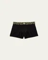 Versace Greca Border Long Boxer Trunks In Black