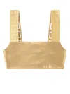 Versace Greca Border Metallic Bikini Top In Gold