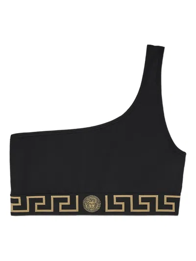 VERSACE GRECA BORDER ONE-SHOULDER BIKINI TOP