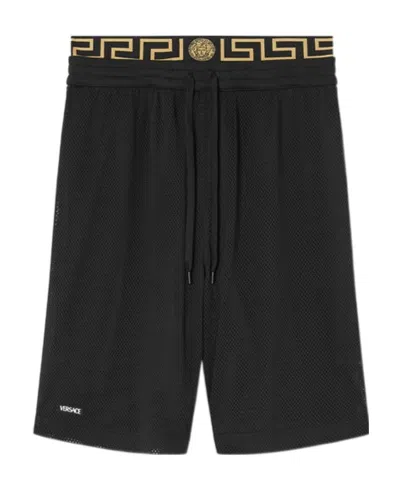 Versace Greca Border Shorts In Black