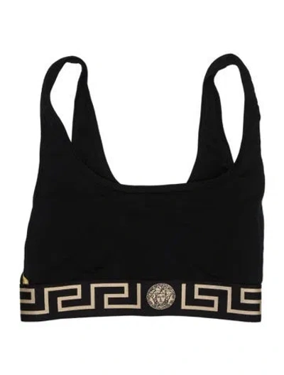Pre-owned Versace Greca Border Sports Bra In Black/gold