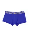 Versace Greca Border Stretched Boxer Briefs In Blue
