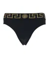 Versace Black Speedo With Greca Detail In Tech Fabric Man In Black
