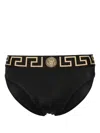 Versace Three-pack Logo-detailed Stretch-cotton Briefs In Black