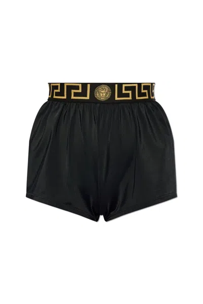 Versace Greca Border Swim Shorts In Black
