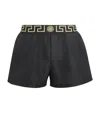 Versace Black Greca Border Swim Shorts In Gold