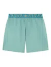 Versace Greca-border Swim Trunks In Green