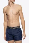 Versace Blue Swimsuit Shorts With Greca Detail In Navy