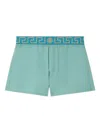Versace Greca-border Swim Trunks In Green