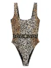 Versace Leopard-print One-piece Swimsuit In 中性色