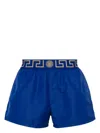 Versace Intimo Blue Geometric Patterned Lingerie Shorts In Blue