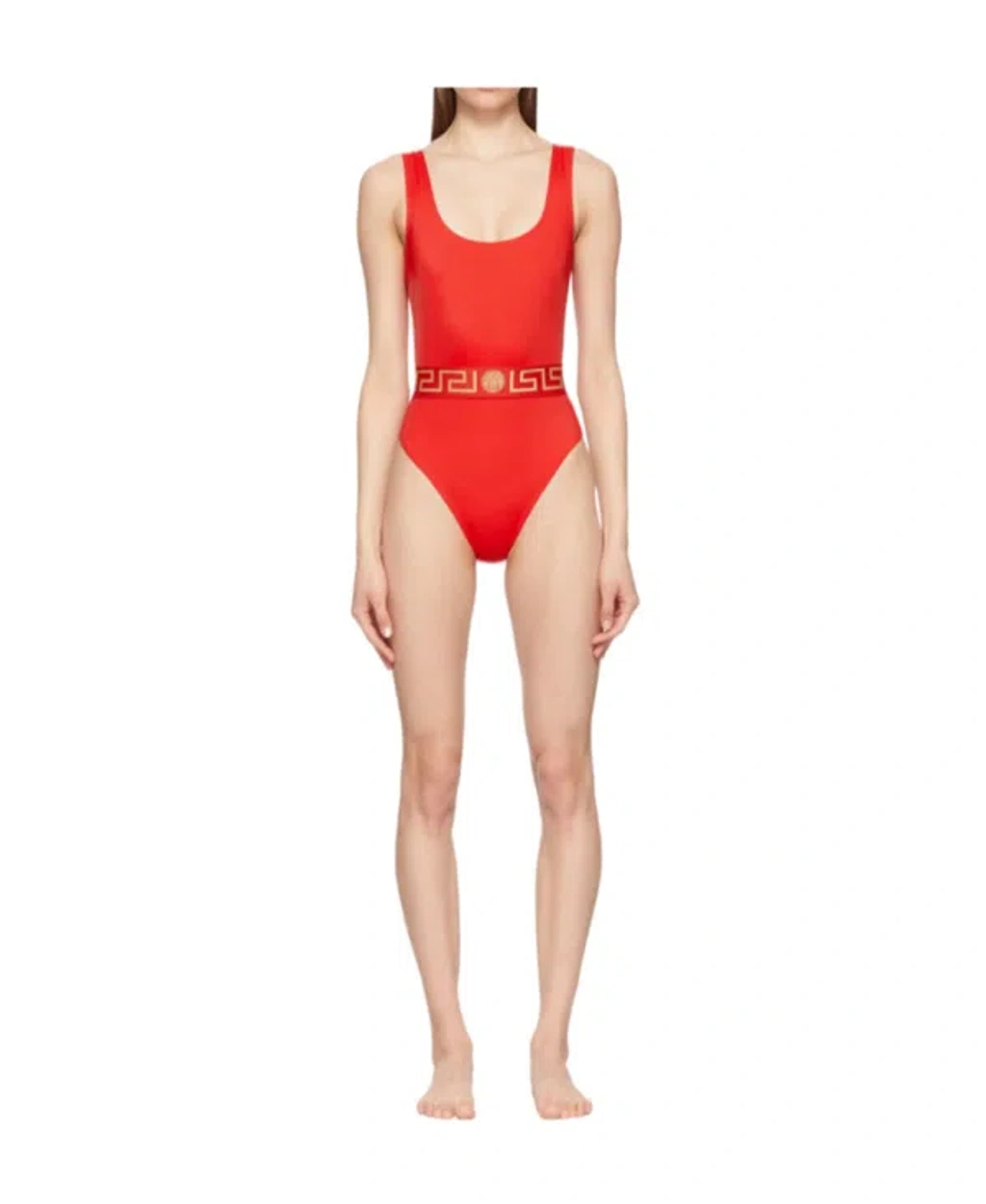 Versace Greca Border Swimsuit In Nude ModeSens