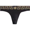 Versace Greca Border Thong In Black